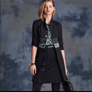 CAbi Love Carol Collection Convertible Zip Off Black Grey Jacket Coat Size XS.